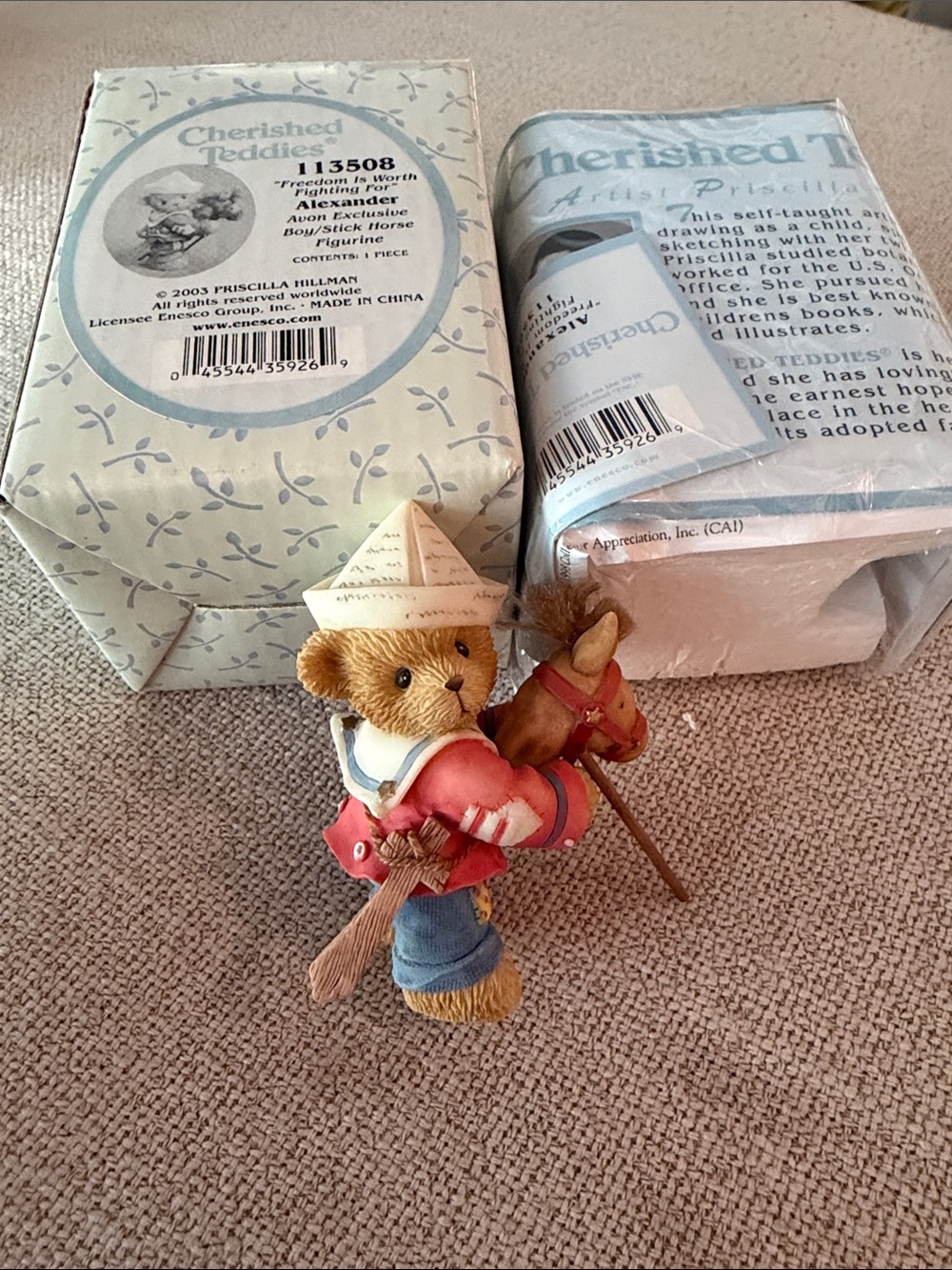 Cherished Teddies Alexander Bear Figurine in Brown and Red